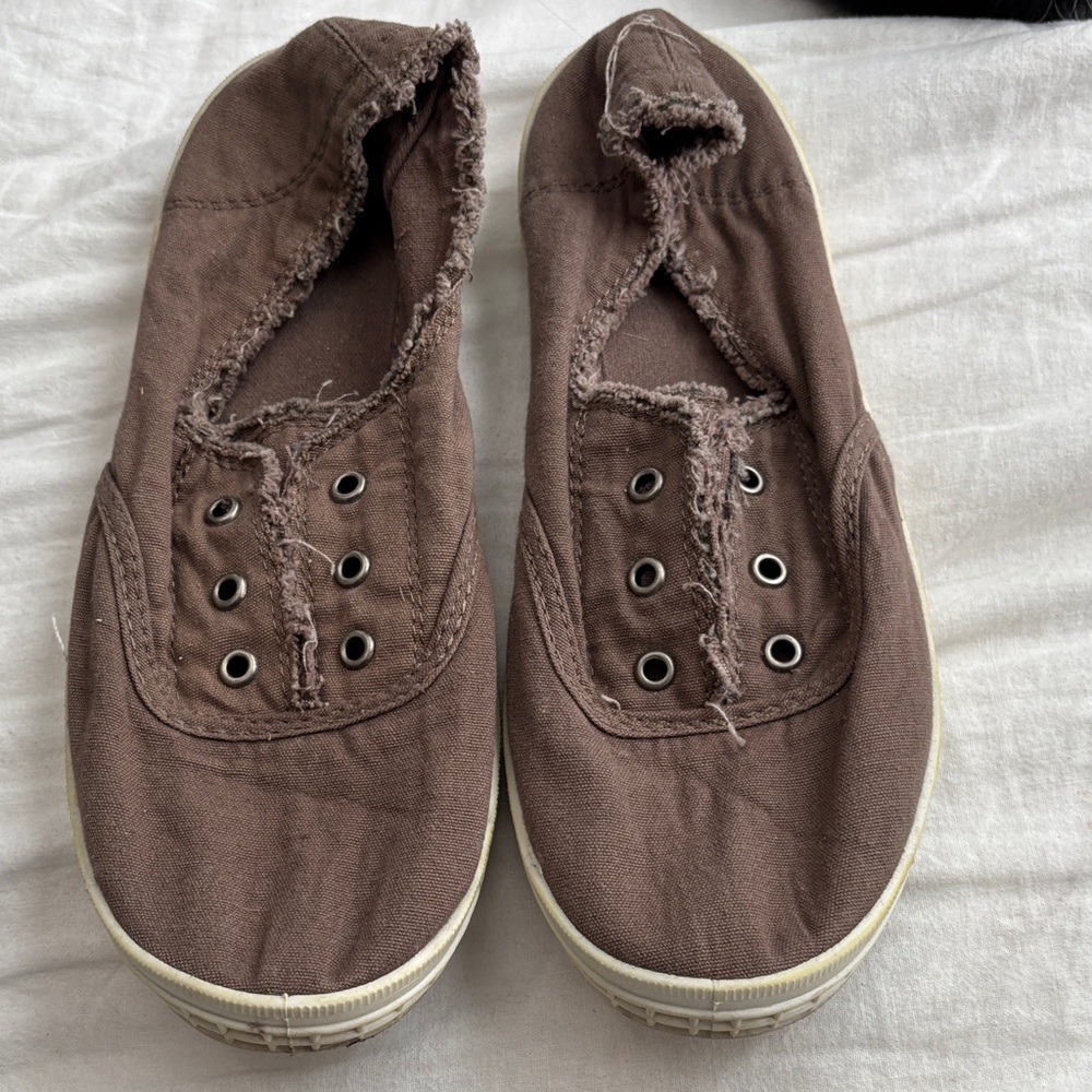 Old Navy Brown Canvas Slip-On Sneakers